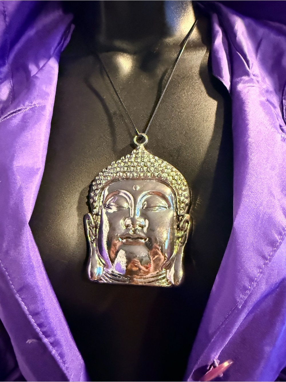 Silver Buddha Pendant Necklace - OVERSIZED